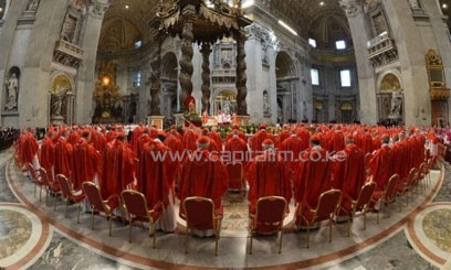Cardinals attend a mass at the St Peter's basilica