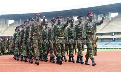 Military personnel rehearse ahead of April 9 swearing in of the President/MIKE KARIUKI
