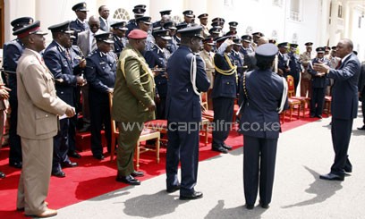 The president summoned the top 70 security chiefs to State House, Nairobi where he demanded to know what they were doing to end the security menace which has left dozens of Kenyans killed and many more wounded/PPS