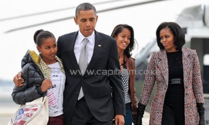 US President Barack Obama with his family/FILE