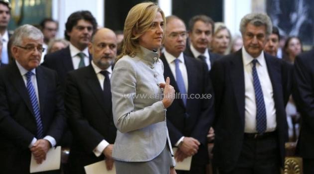 File photo taken on June 20, 2013 shows Spanish princess Cristina, the youngest daughter of King Juan Carlos, attending a mass commemorating the centenary of the birth of Don Juan de Borbon at the chapel of the Royal Palace in Madrid/AFP