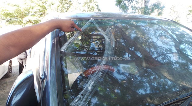 The car belonging to Senator-elect Wetangula. He has claimed it was shot at, although no visible signs of bullet holes according to police. Photo/MIKE KARIUKI
