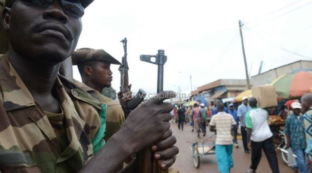 Members of the Multinational Force of Central Africa patrol on July 20, 2013 in Bangui/AFP