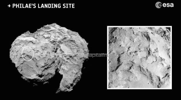 Context image released on September 15, 2014 by the European Space Agency (ESA) showing the primary landing site for Rosetta's lander Philae /AFP