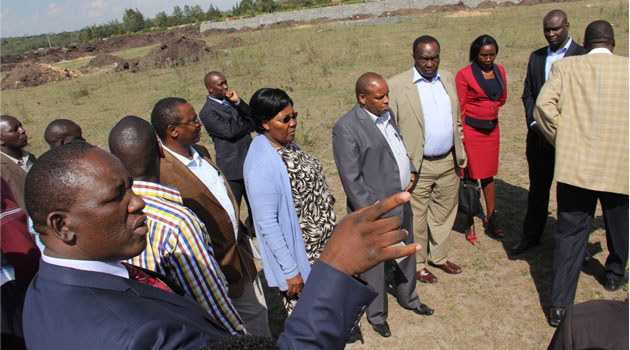 The MPs committee on Lands when they toured the disputed piece of land in Karen. Photo/ FILE