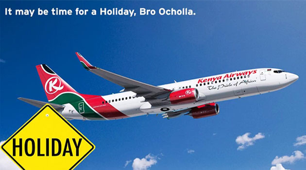 Kenya Airways chose the trend to advertise its holidays package, with a cheeky offer to Ocholla.