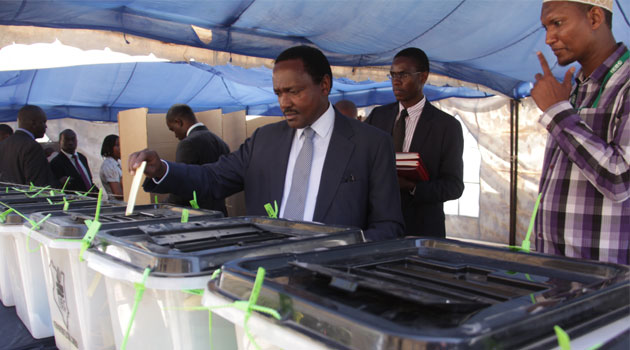 CORD leader Kalonzo Musyoka votes during the LSK elections/MIKE KARIUKI
