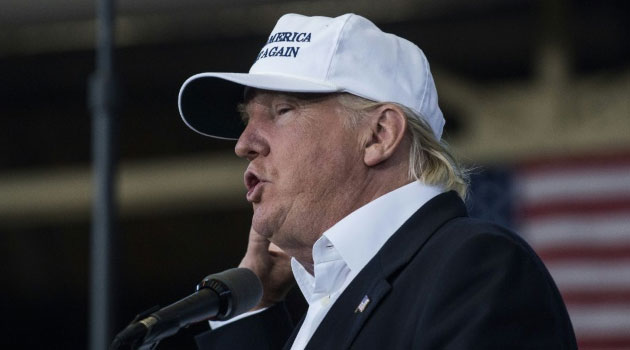 Republican presidential nominee Donald Trump speaks in Des Moines, Iowa on August 27, 2016/AFP