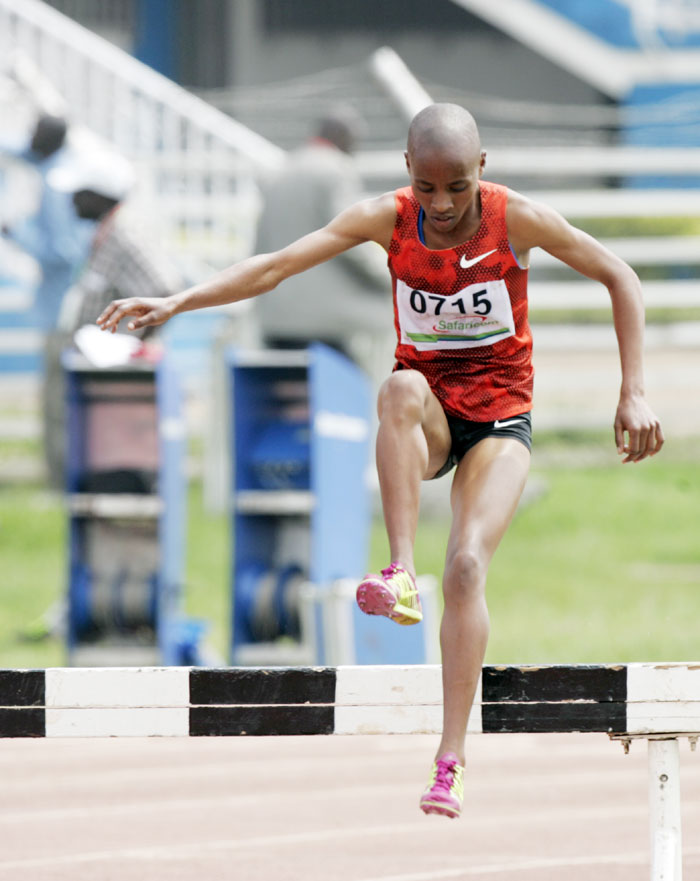Girls' 2000m steeplechase winner, Sadra Felis Chebet in action. PHOTO/Raymond Makhaya