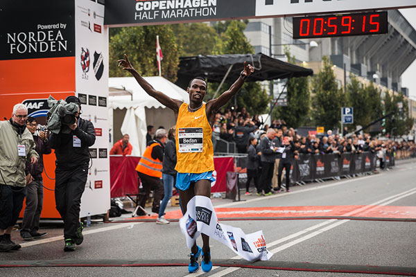World Cross Country silver medallist, Bedan Karoki, after winning the Copenhagen Half Marathon. PHOTO/IAAF