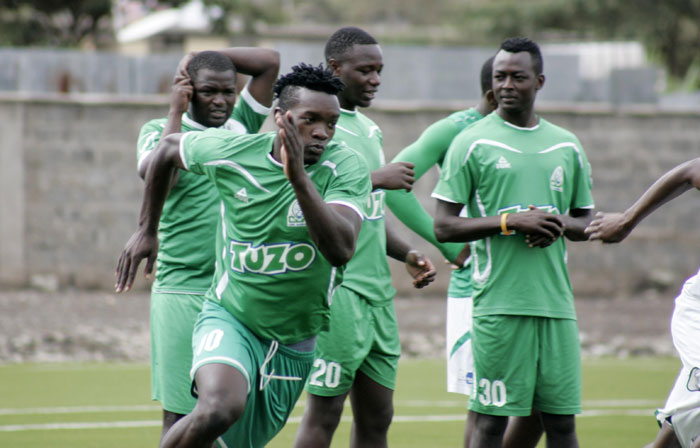 Khalid Aucho (foreground) training with Gor Mahia in Nairobi on Tuesday, October 13, 2015. PHOTO/Raymond Makhaya