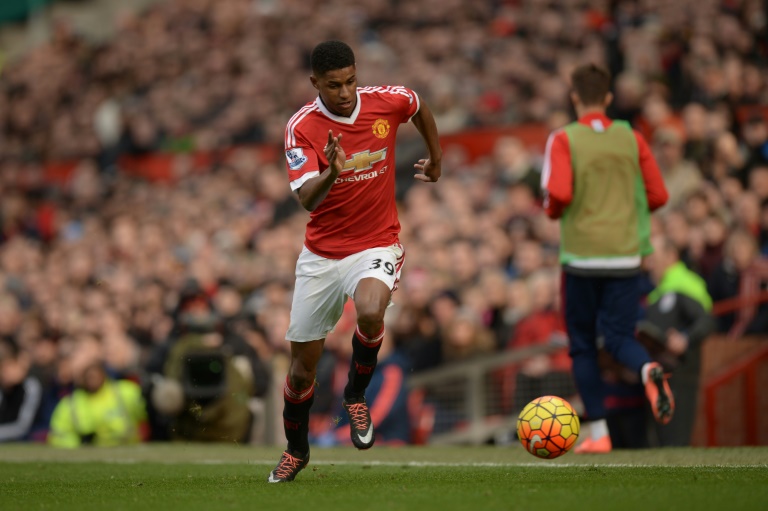Manchester United's Marcus Rashford, seen in action during their English Premier League match against Arsenal, at Old Trafford in Manchester.
