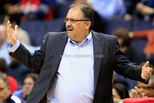 Detroit Pistons head coach Stan Van Gundy suggested officials were reluctant to call fouls on Cleveland star LeBron James (AFP Photo/Rob Carr)