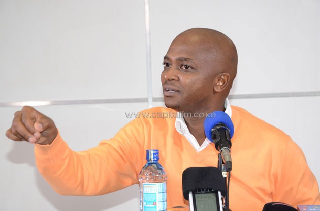 FKF President Nick Mwendwa during the press conference.PHOTO/Timothy Olobulu