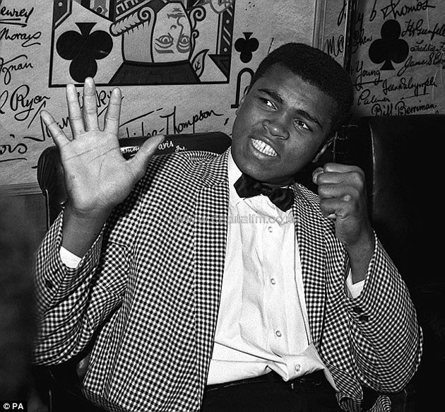 Ali, pictured at a pre-fight lunch in the West End in 1963, had two fights with Henry Cooper in the capital.