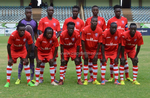 Palos FC players pose for a group photo before their match against Gor Mahia last year where they lost 4-2.PHOTO/Timothy Olobulu.