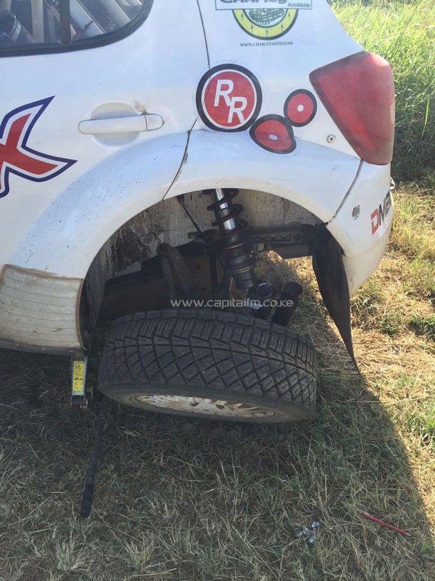 One of the cars broke down at the 2016 Safari Rally.