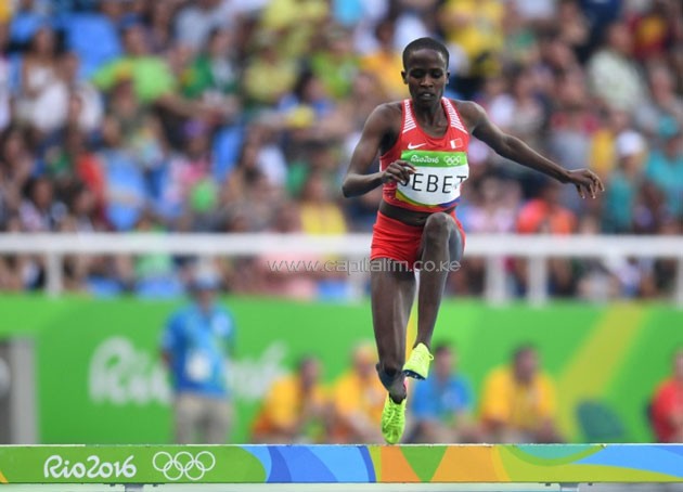 Barhain's Ruth Jebet in action in the women's 3000m steeplechase final in Rio on August 15, 2016.