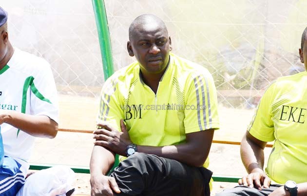 Nzoia United head coach Bernard Mwalala watches his team during a past national Super League match. PHOTO/Timothy Olobulu