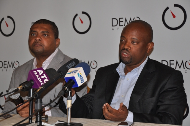 Ali Hussein(Left) one of the DEMO Africa Judges and DEMO Africa Executive Producer Harry Hare address the media to announce the list of the top 40 start-ups schedule to launch in October. Demo Africa is the continent's premier launch pad for emerging technologies and trends.