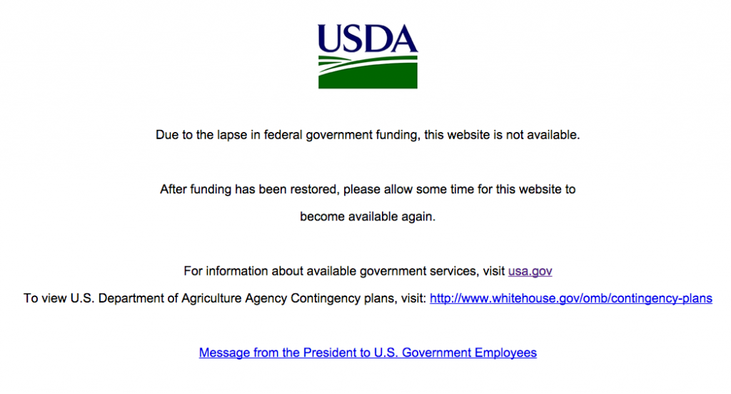 website US shutdown