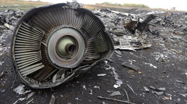 A photo taken on September 9, 2014 shows part of the Malaysia Airlines Flight MH17 at the crash site in the village of Hrabove (Grabovo), some 80km east of Donetsk/AFP