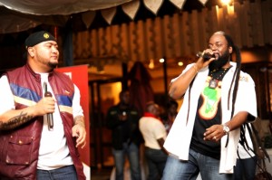 J Boog performing with Peetah Morgan at Capital FM party in Nairobi, Kenya (photo credits: Susan Wong, 2011)