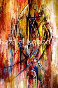 Congolese painter Bezalel Ngabo at Osteria Art Gallery photographed by Susan Wong 2012