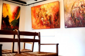 Congolese painter Bezalel Ngabo at Osteria Art Gallery photographed by Susan Wong 2012