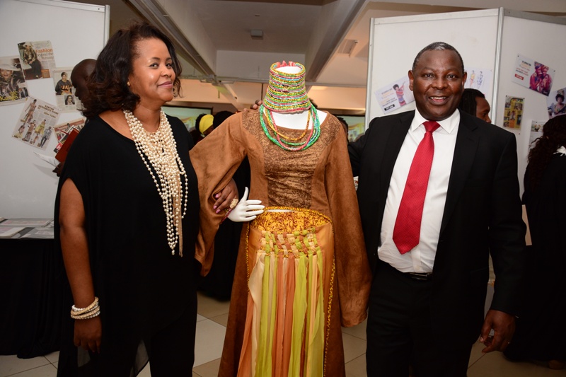 Equity Group Foundation Chairman Dr. James Mwangi with Sally Karago, Chairlady Association of Fashion Designers Kenya