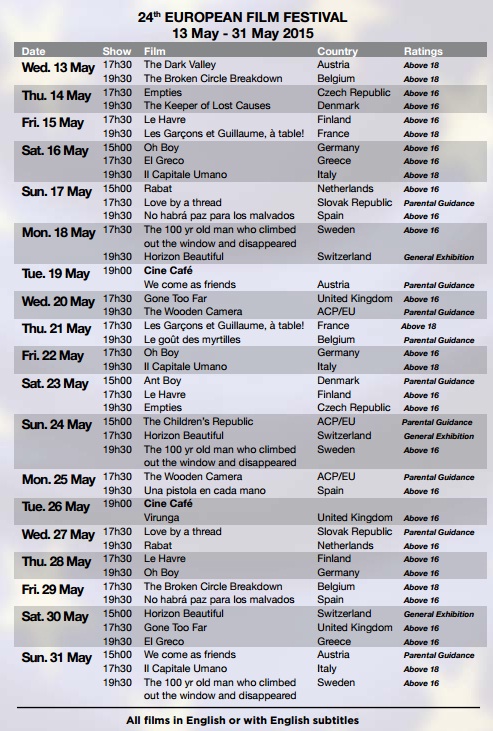 european film festival nairobi scheduel 2015