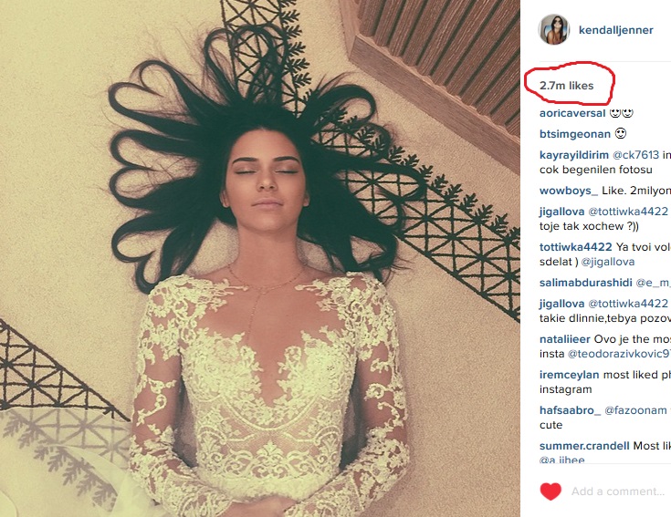 Image result for kendall jenner instagram most liked