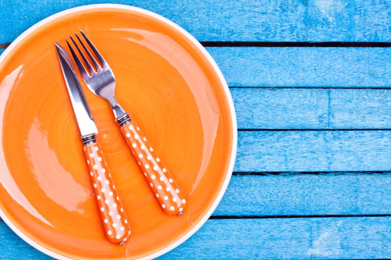 empty plate and fork,knife