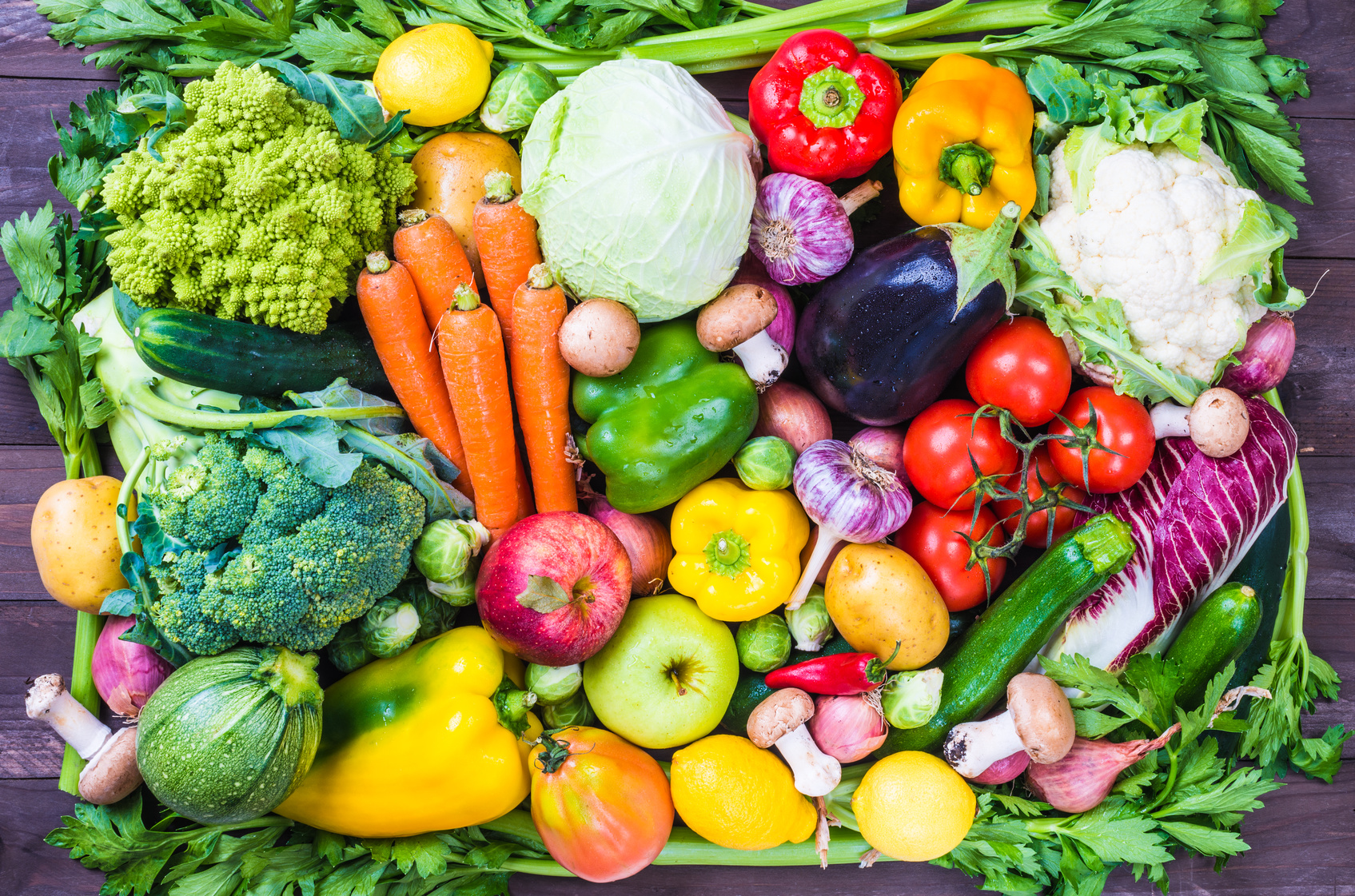 Vegetables and fruits.