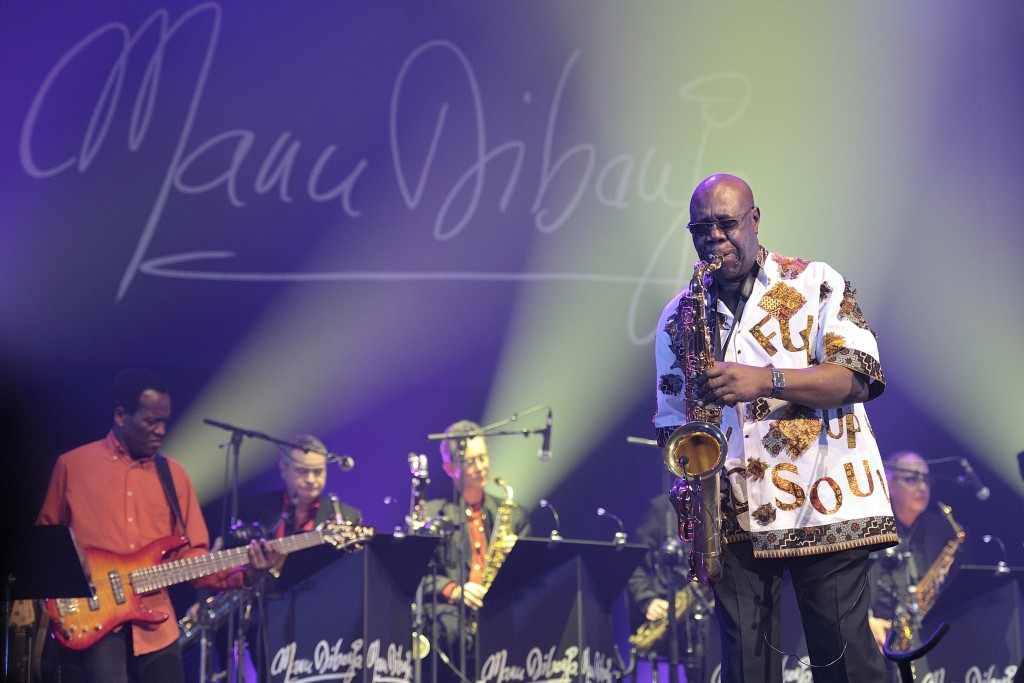 Le chanteur et saxophoniste camerounais Manu Dibango fete ses 80 ans a l'Olympia. Paris, France 04/03/2014