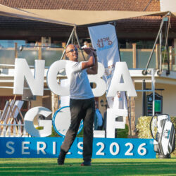 Pro Brian Njoroge makes ceremonial tee off during the NCBA Golf Series Launch at Karen Country Club 1