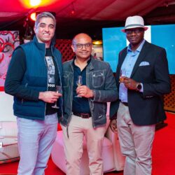 (From left) Vishvesh L., Vinay G., and Ishmael Tanui, Area Manager – Edrington Kenya, during The Macallan brand identity unveiling event in Nairobi.