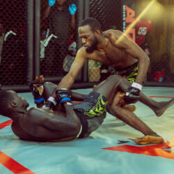 Ouhsummer Ali Abad of Nairobi Jiu-Jitsu Academy in action against his opponent Stephen Rackara.