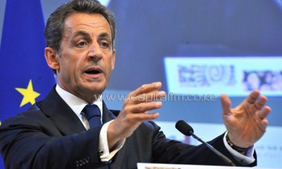 Then French President Nicolas Sarkozy speaking at the commssion's conference at EU headquarters in Brussels/AFP