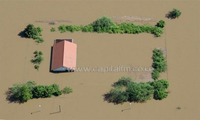 Aerial view shows a flooded house near Meissen, eastern Germany, on June 5, 2013/AFP