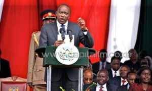 President Kenyatta when he officiated the Labour Day celebrations on May 1.