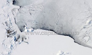 This NASA Aqua satellite image shows a view of the Western Ross Sea and Ice Shelf in Antarctica, on October 16, 2012/AFP