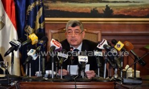 Egyptian Interior Minister Mohammed Ibrahim holds a press conference at his office in Cairo, on May 11, 2013/AFP