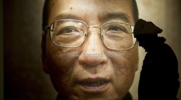 File photo: A poster of jailed Nobel Peace Prize laureate Liu Xiaobo on display at the Nobel Peace Center in Oslo/AFP