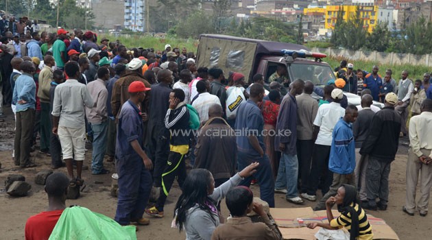 The guards were killed on the piece of land that has had a long-standing dispute between a group of mechanics and a city mosque. Photo/ MIKE KARIUKI