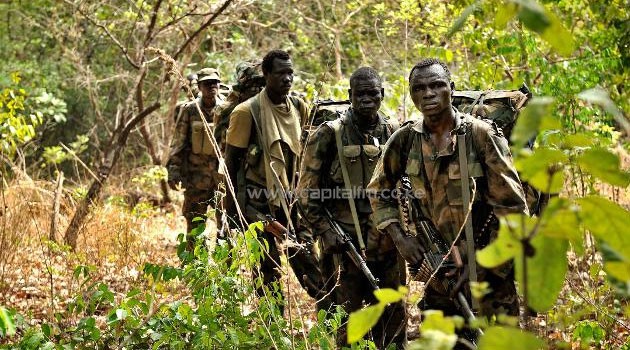 Ugandan soldiers patrol on April 18, 2012 through the Central African jungle during an operation to fish out notorious Lord's Resistance Army (LRA) leader Joseph Kony © AFP