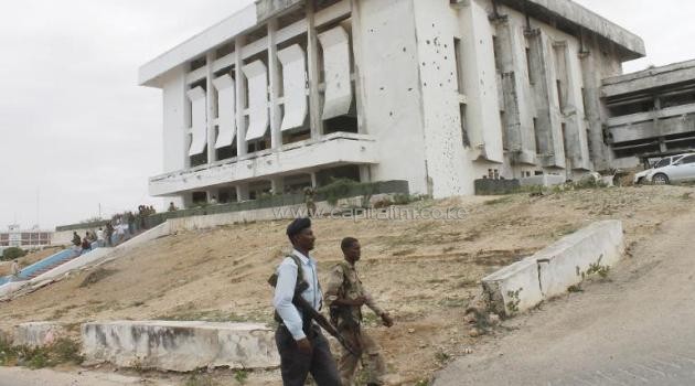 Somali soldiers patrol in 2014 near the Somali parliament in Mogadishu, where gunmen have shot dead a lawmaker in the latest in a string of assassinations of politicians in the war-torn country/AFP