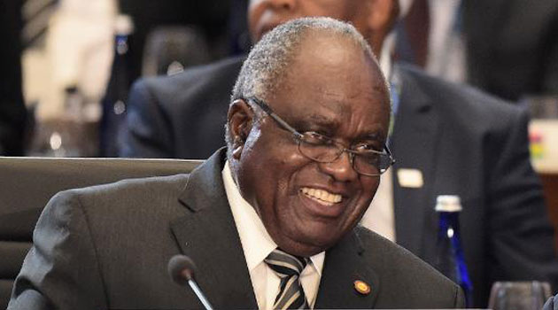 First elected in 2004, President Pohamba served for two terms and is due to be succeeded by President-elect, Hage Geingob on March 21, 2015/AFP