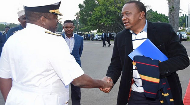 The President was seen off by Chief of Defence Forces Gen Samson Mwathethe, among others. Photo/ PSCU