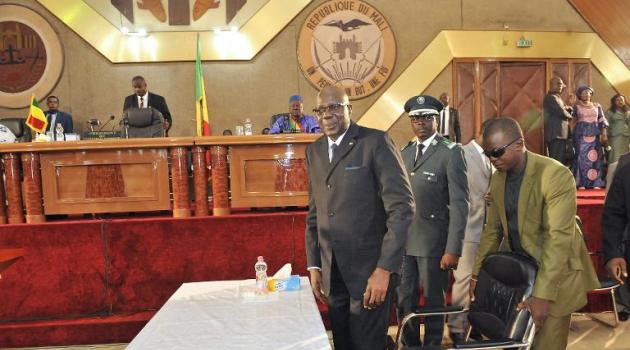 Malian Prime Minister Modibo Keita (C) waits to address the national assembly in Bamako on June 8, 2015 five months after he was named premier/AFP  